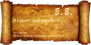 Bieber Balambér névjegykártya